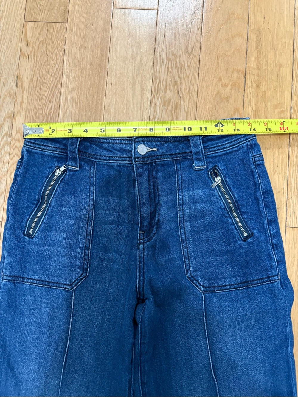 Pilcro Anthropologie Pocket High-Rise Flare Jeans 27 Zipper Retro Vintage Boho - Picture 10 of 12